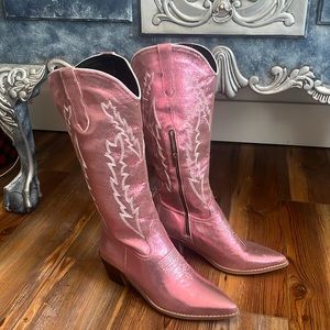 Pink cowboy boots.